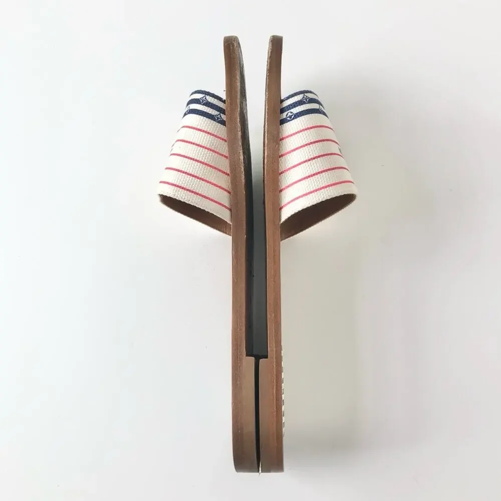 Louis Vuitton Canvas Escale Lock It Mule Flats Slip On Sandals 37 - Picture 6 of 10